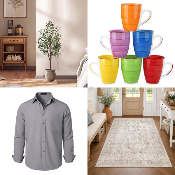 Source photograph for Pallet – Mixed Goods – Artificial Plants, Mugs, Rugs, Picnic Baskets, Vacuum Cleaner Batteries