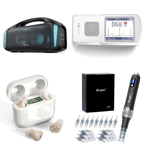Source photograph for Pallet – Mixed Electronics – Bluetooth Speakers, ECG Monitors, Hearing Amplifiers, Gaming Controllers