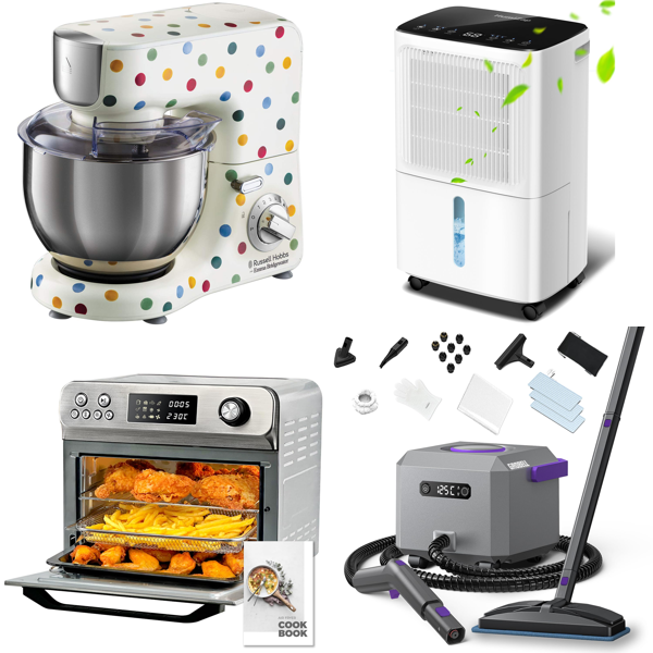 Source photograph for Pallet – Home Appliances – Stand Mixer, Air Fryer Oven, Dehumidifier, Steam Cleaner