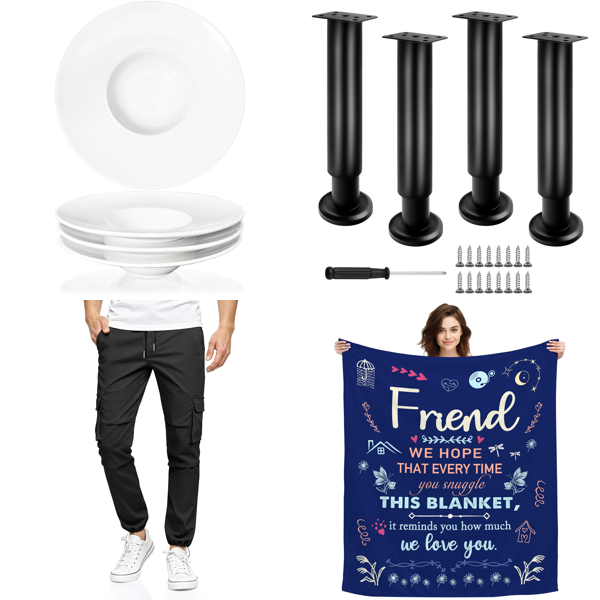 Source photograph for Pallet – Mixed Home, Apparel & Gift Items – Bowls, Cargo Trousers, Furniture Legs, Throw Blanket, Art Markers
