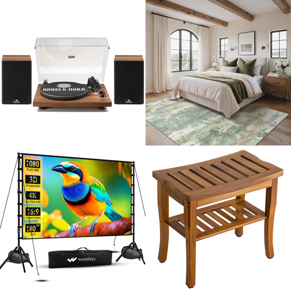 Source photograph for Pallet – Home & Leisure – Record Players, Projector Screens, Sun Loungers, Drink Machines