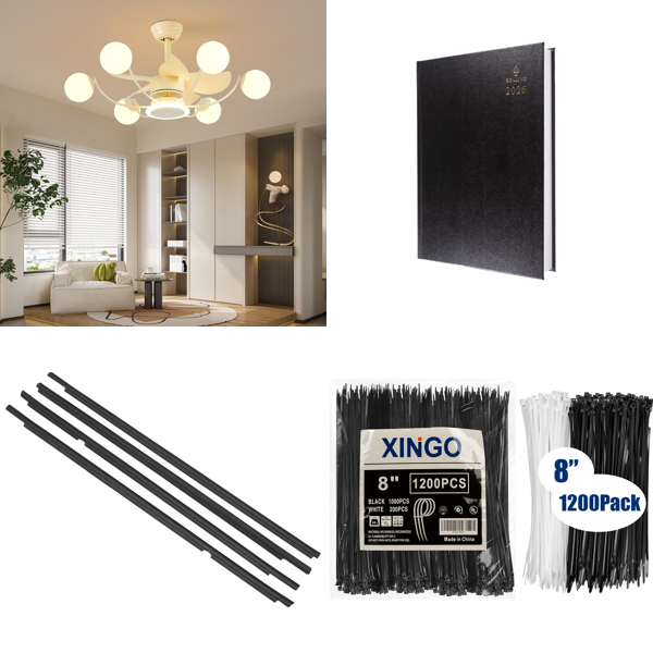 Source photograph for Pallet – Mixed Goods – Lighting, Women's Jeans, Cable Ties, 3D Resin, Planners
