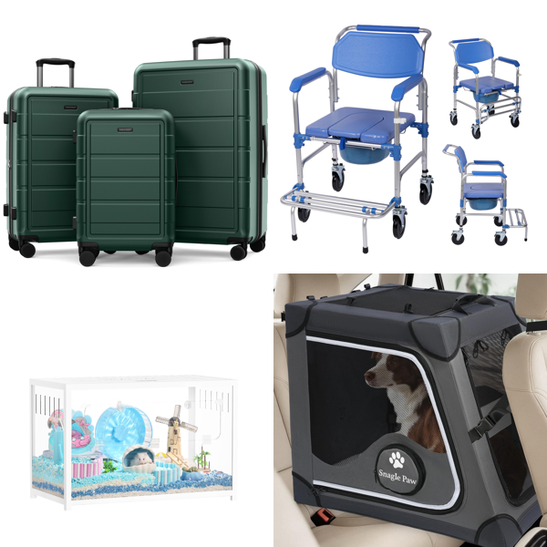 Source photograph for Pallet – Mixed Home & Pet Supplies – Luggage, Small Animal Cages, Commodes, Dog Crates, Rugs