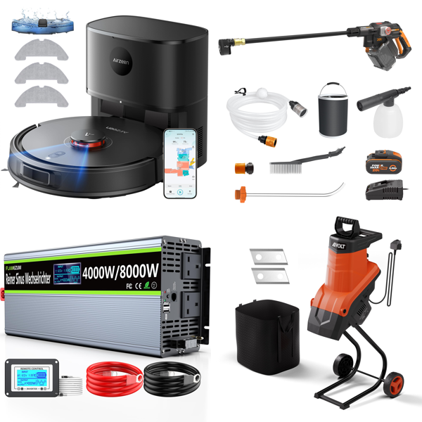 Source photograph for Pallet – Mixed Home & Garden Appliances – Robot Vacuums, Inverters, Shredders, Fans, Air Fryers