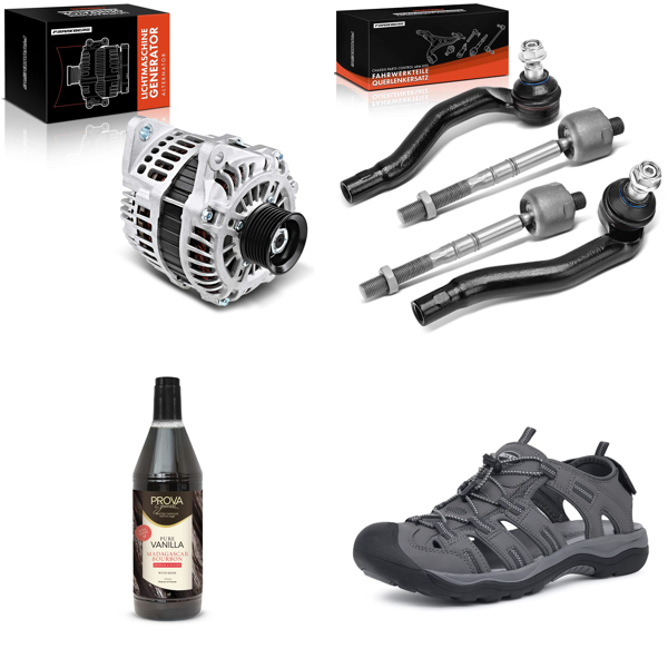 Source photograph for Pallet – Automotive Parts & Mixed Goods – Alternators, Tie Rod Ends, Timing Belt Kits, Coil Springs, Hiking Sandals