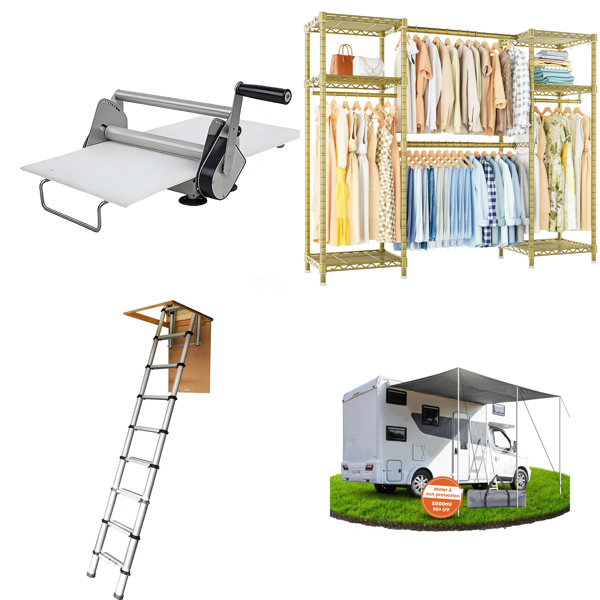 Source photograph for Pallet – Mixed Home Equipment – Dough Rollers, Loft Ladders, Clothing Rails, Awnings, Mirrors