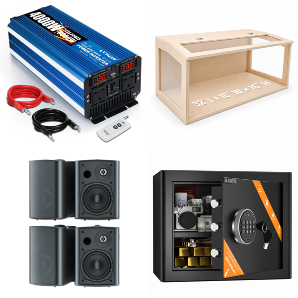 Source photograph for Pallet – Home & Garden – Power Inverter, Heaters, Ceiling Fan, Hedge Trimmers, Pruning Shears, Insect Screen