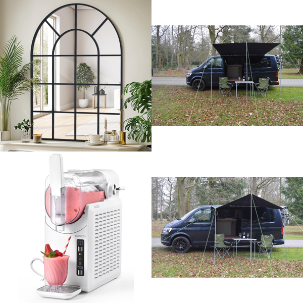 Source photograph for Pallet – Mixed Home & Leisure Goods – Mirrors, Slush Machines, Awnings, Rugs, Lighting, Clothes Rails
