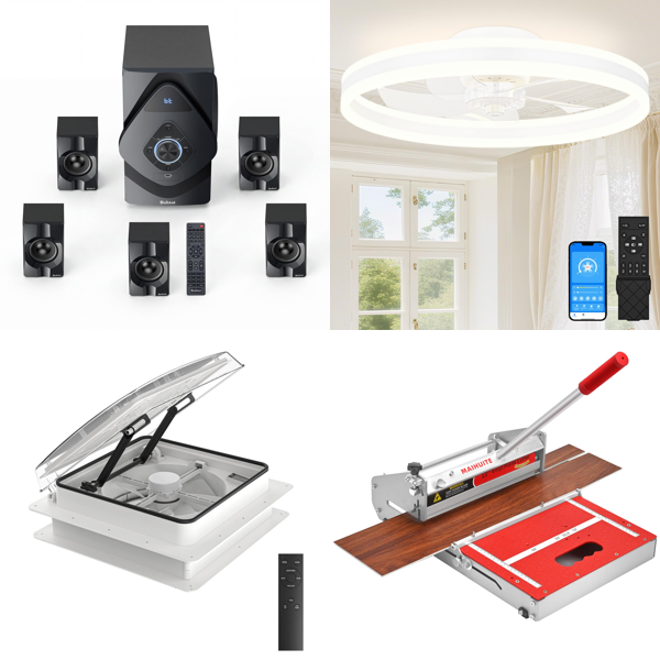 Source photograph for Pallet – Mixed Appliances – Espresso Machine, Air Fryer, Food Dehydrator, Ceiling Fans