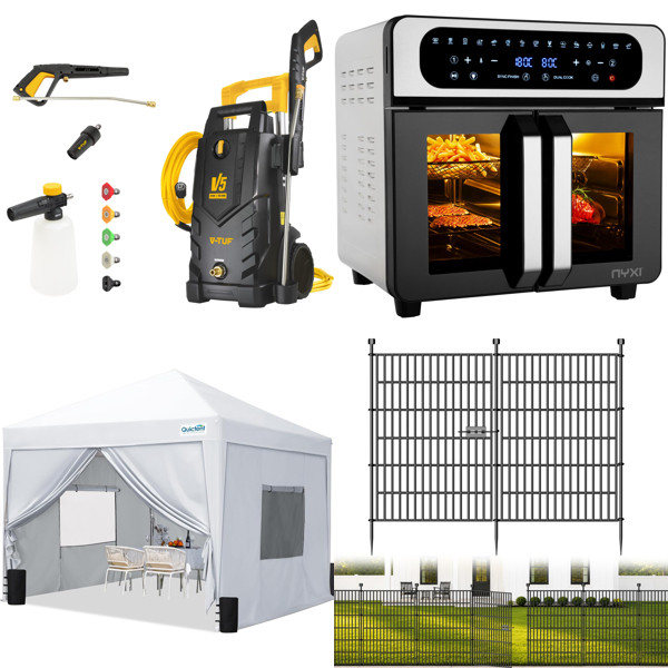Source photograph for Pallet – Mixed Goods – Pressure Washer, Folding Gazebos, Air Fryer Oven, Garden Fence, Climbing Frame