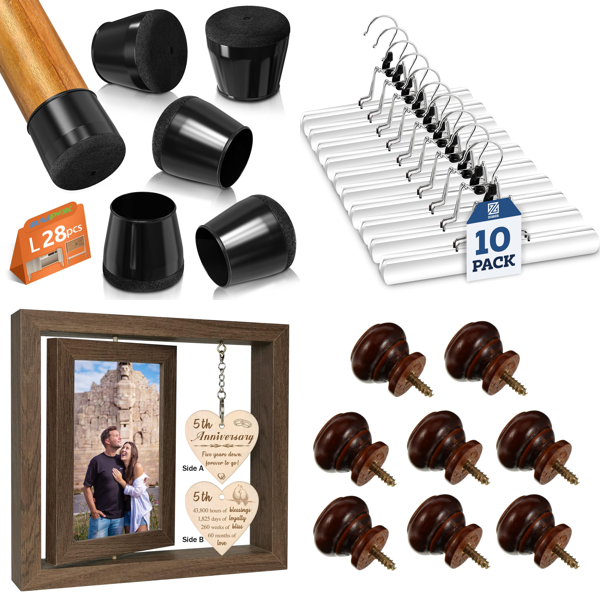 Source photograph for Pallet – Mixed Home Goods – Furniture Leg Protectors, Hangers, Furniture Knobs, Photo Frames, Toys, Bags