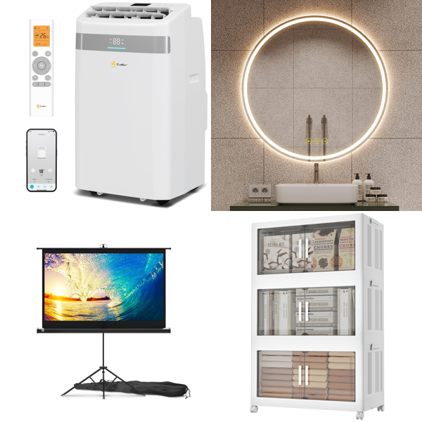 Source photograph for Pallet – Home & Garden Equipment – Portable Air Conditioners, Projector Screens, Mirrors, Ceiling Fans