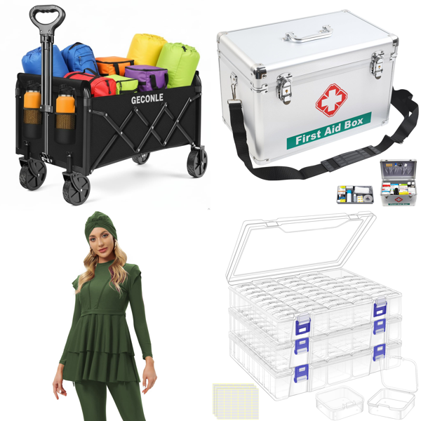 Source photograph for Pallet – Mixed Home & Garden Goods – Foldable Trolleys, Swimwear, Storage Boxes, Organizers, Ratchet Straps