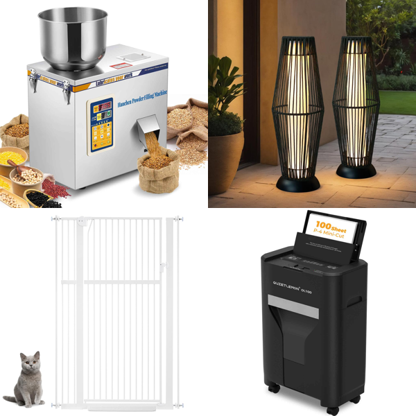 Source photograph for Pallet – Electronics & Equipment – Filling Machine, Paper Shredder, Solar Panel, Pressure Washer