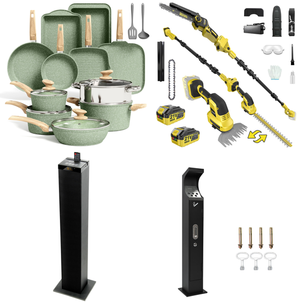 Source photograph for Pallet – Home, Garden & Equipment – Cookware Sets, Speakers, Hedge Trimmers, Wagons, Ladders