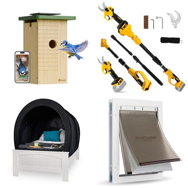 Source photograph for Pallet – Garden & Home Equipment – Pruning Shears, Pole Saws, Step Ladder, Solar Bird House