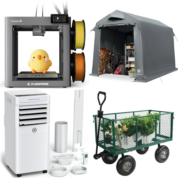 Source photograph for Pallet – Home, Garden & Leisure Goods – 3D Printer, Air Conditioner, Tent, Garden Cart, Barbecue Grill, Cat Tree