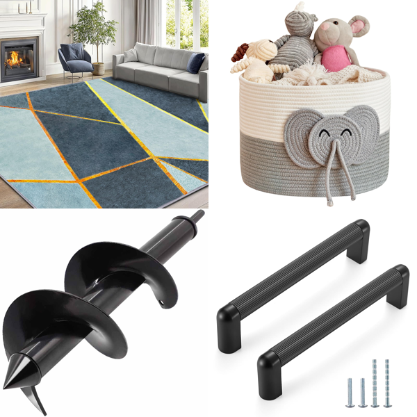Source photograph for Pallet – Mixed Home & Garden – Area Rug, Garden Augers, Storage Basket, Cabinet Handles, Urine Bags