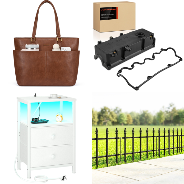 Source photograph for Pallet – Mixed Home & Auto Goods – Women's Handbags, Furniture, Garden Fencing, Angle Grinder