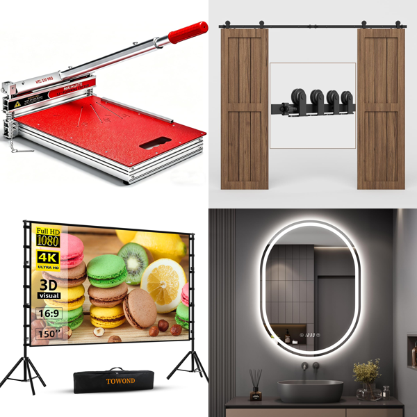 Source photograph for Pallet – Home Equipment – Cutting Tools, Projection Screens, Mirrors, Lighting, Garden Furniture