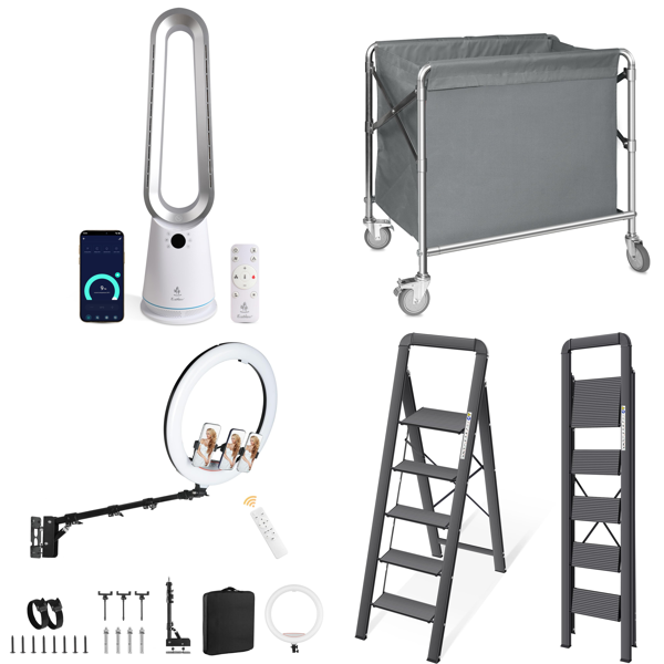 Source photograph for Pallet – Home & Garden – Fan Heater, Ring Light, Step Ladder, Hedge Trimmer, Cat Litter Trays
