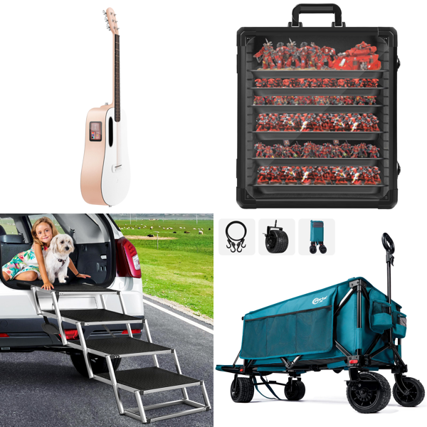 Source photograph for Pallet – Mixed Goods – Electro-Acoustic Guitar, Dog Ramps, Grass Trimmer, Power Strips