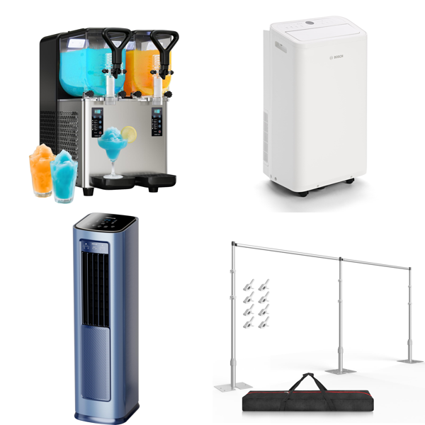 Source photograph for Pallet – Cooling & Event Equipment – Slush Machine, Portable Air Conditioners, Backdrop Stands