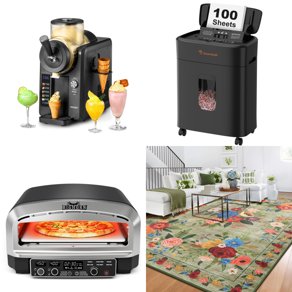 Source photograph for Pallet – Mixed Kitchen & Office Appliances – Ice Cream Maker, Pizza Oven, Shredder, Stand Mixer, Dehumidifier