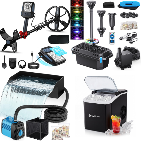 Source photograph for Pallet – Garden & Home Equipment – Metal Detectors, Pond Filters, Ice Makers, Outdoor Lights