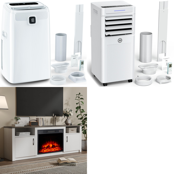 Source photograph for Pallet – Climate Control – Portable Air Conditioners, Dehumidifiers, TV Stand With Electric Fireplace