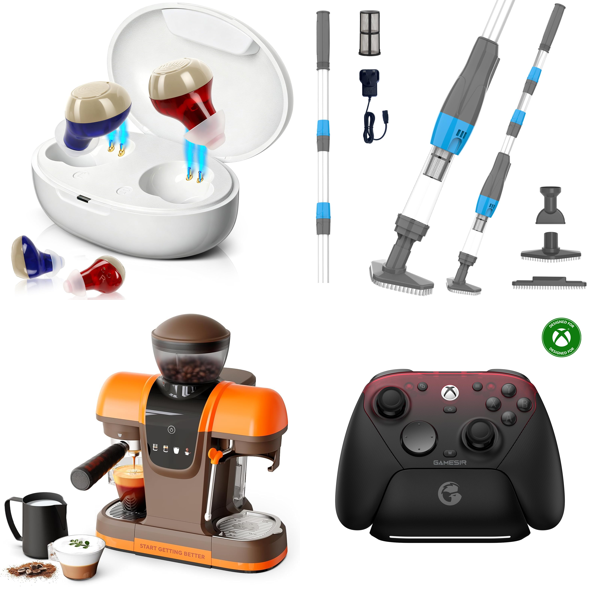 Source photograph for Pallet – Mixed Electronics & Appliances – Hearing Amplifiers, Espresso Machine, Gaming Controllers, Portable Air Conditioner