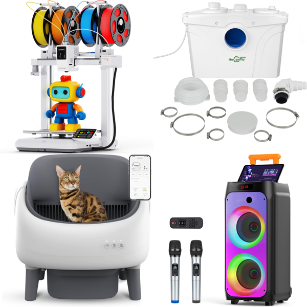 Source photograph for Pallet – Electronics & Home Equipment – 3D Printer, Automatic Cat Litter Tray, Karaoke Speaker