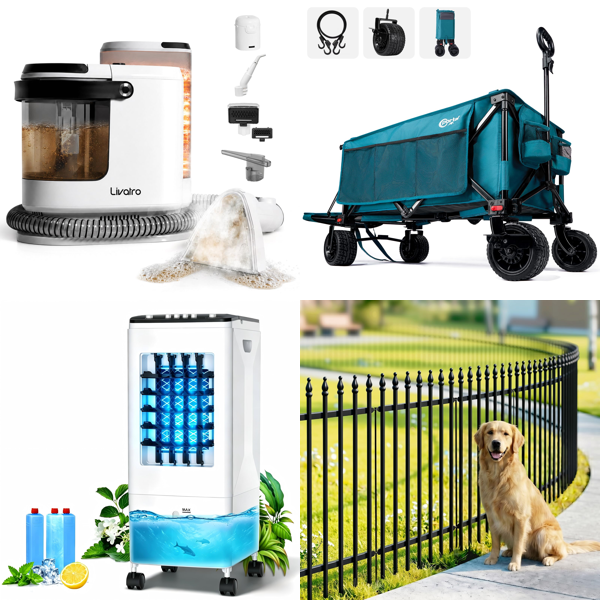 Source photograph for Pallet – Cleaning and Cooling Equipment – Carpet Steam Cleaner, Upholstery Cleaners, Portable Air Cooler