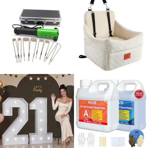 Source photograph for Pallet – Mixed Home Goods – Induction Heater, Baby Play Mat, Curtains, Silicone Moulds, Dog Car Seat