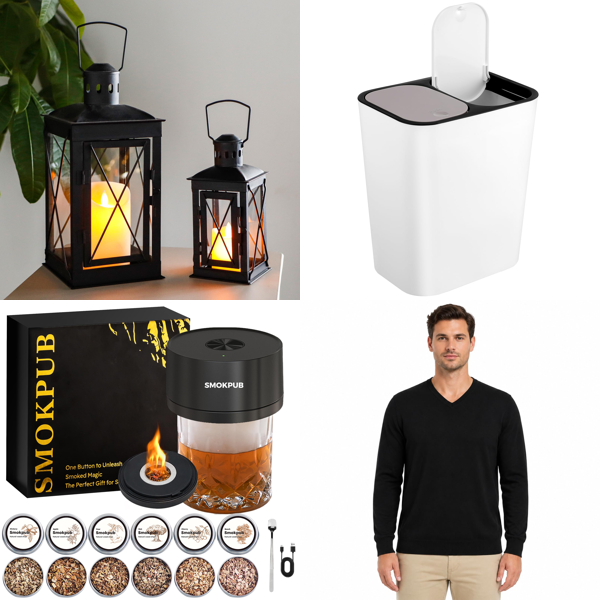 Source photograph for Pallet – Mixed Home Goods – Lanterns, Waste Bins, Storage Boxes, Electric Kettle, Clothing