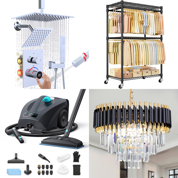 Source photograph for Pallet – Home & Lighting – Steam Cleaners, Shower Systems, Light Fixtures, Karaoke Systems, Dinnerware, Furniture