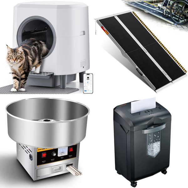 Source photograph for Pallet – Mixed Equipment – Self-Cleaning Cat Litter Box, Candy Floss Maker, Wheelchair Ramp