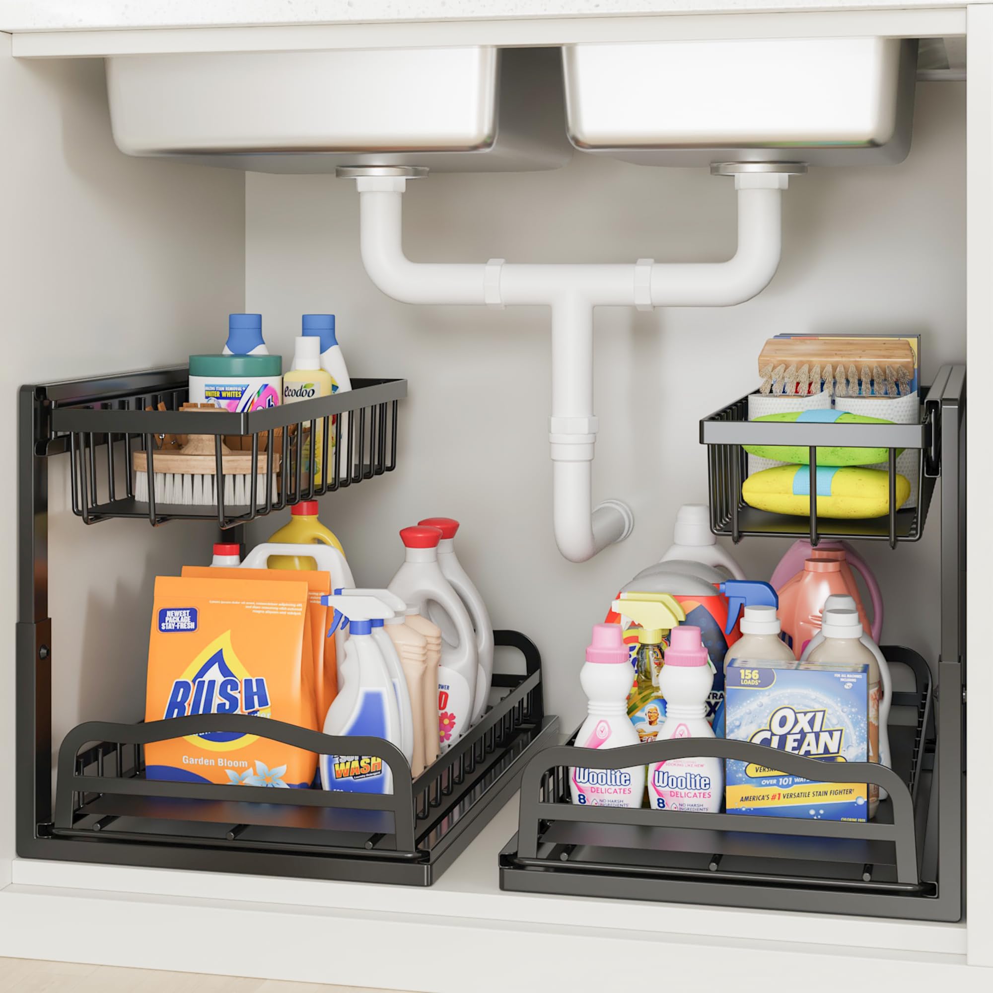 Source photograph for Pallet – Kitchen Organisers – Under-Sink Organisers, Sliding Metal Baskets