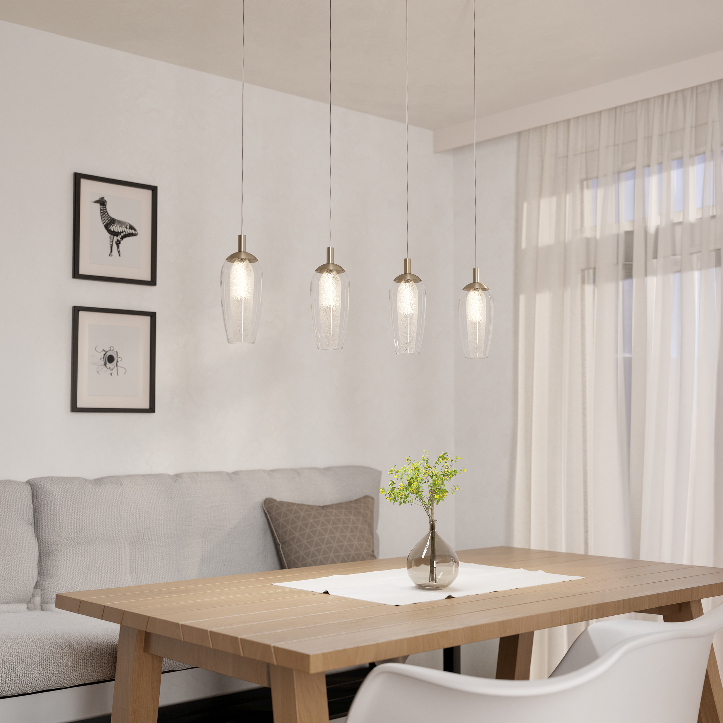 Source photograph for Pallet of - Lighting -STEPHIE 4-Light LED Bar Pendant – Satin Nickel & Smoked Glass