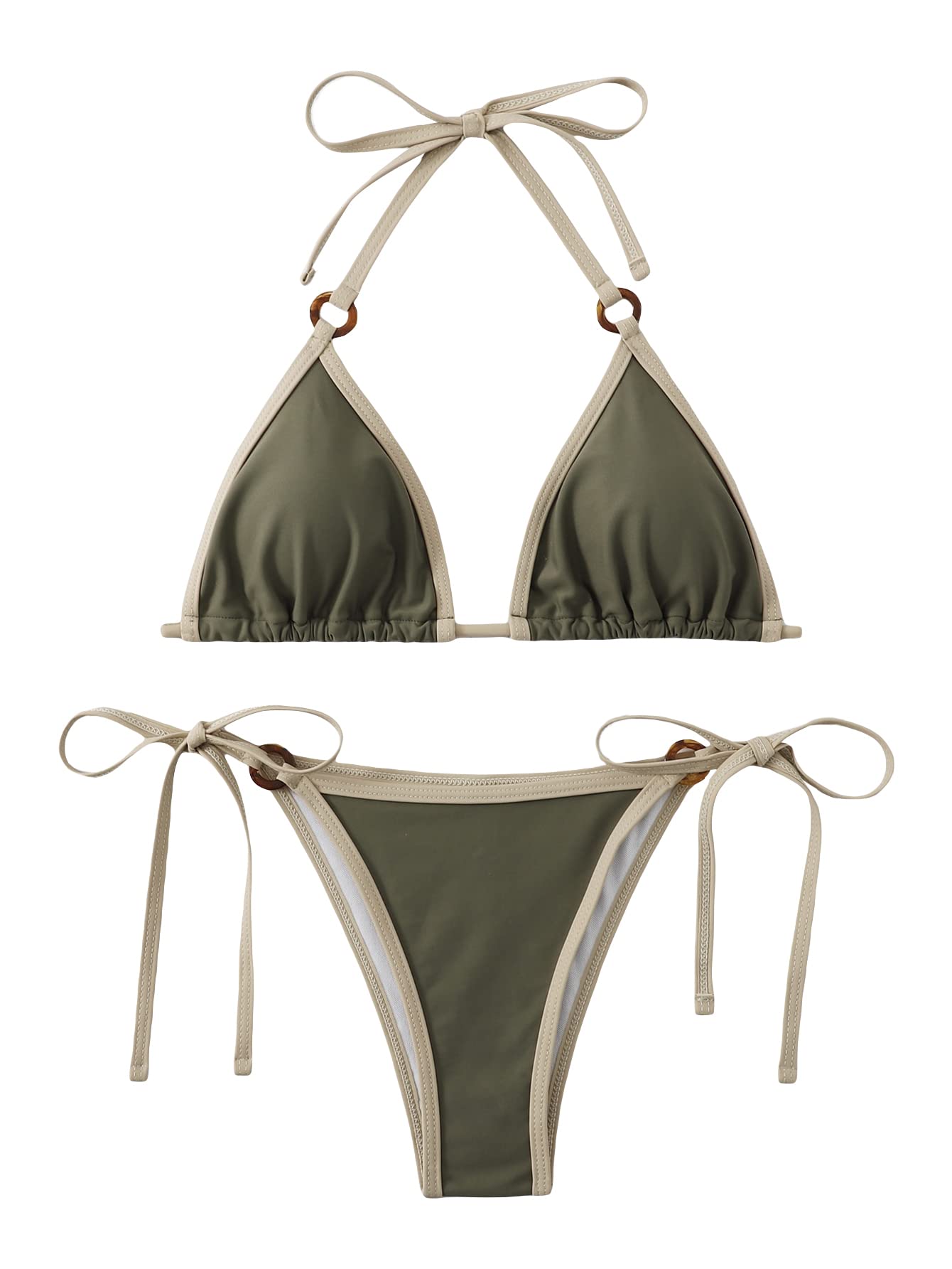 GORGLITTER Women's Cut Out Strapless Bikini Set - Triangle Thong High Cut Swimsuit, 3 Piece