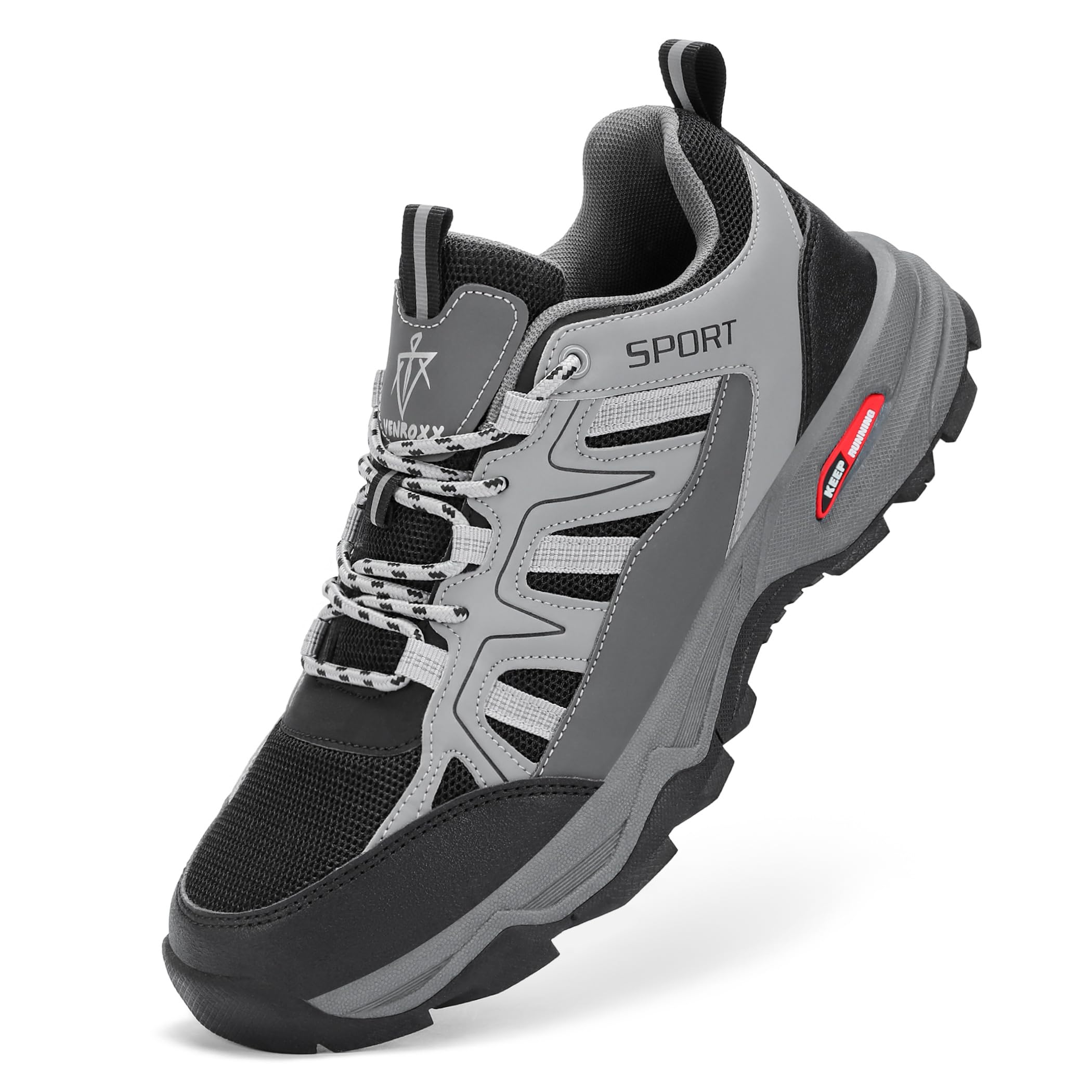 Herren-Wanderschuhe, atmungsaktiv, leicht, rutschfest, Trail – Grau, Größe 42 – VENROXX
