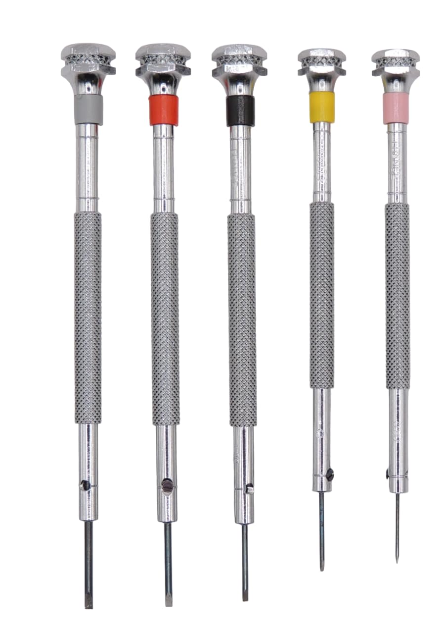Horotec MSA01.020 – Tournevis Horloger Aluminium Éloxé, Tête Ergonomique POM, Mèche Interchangeable Acier Inox
