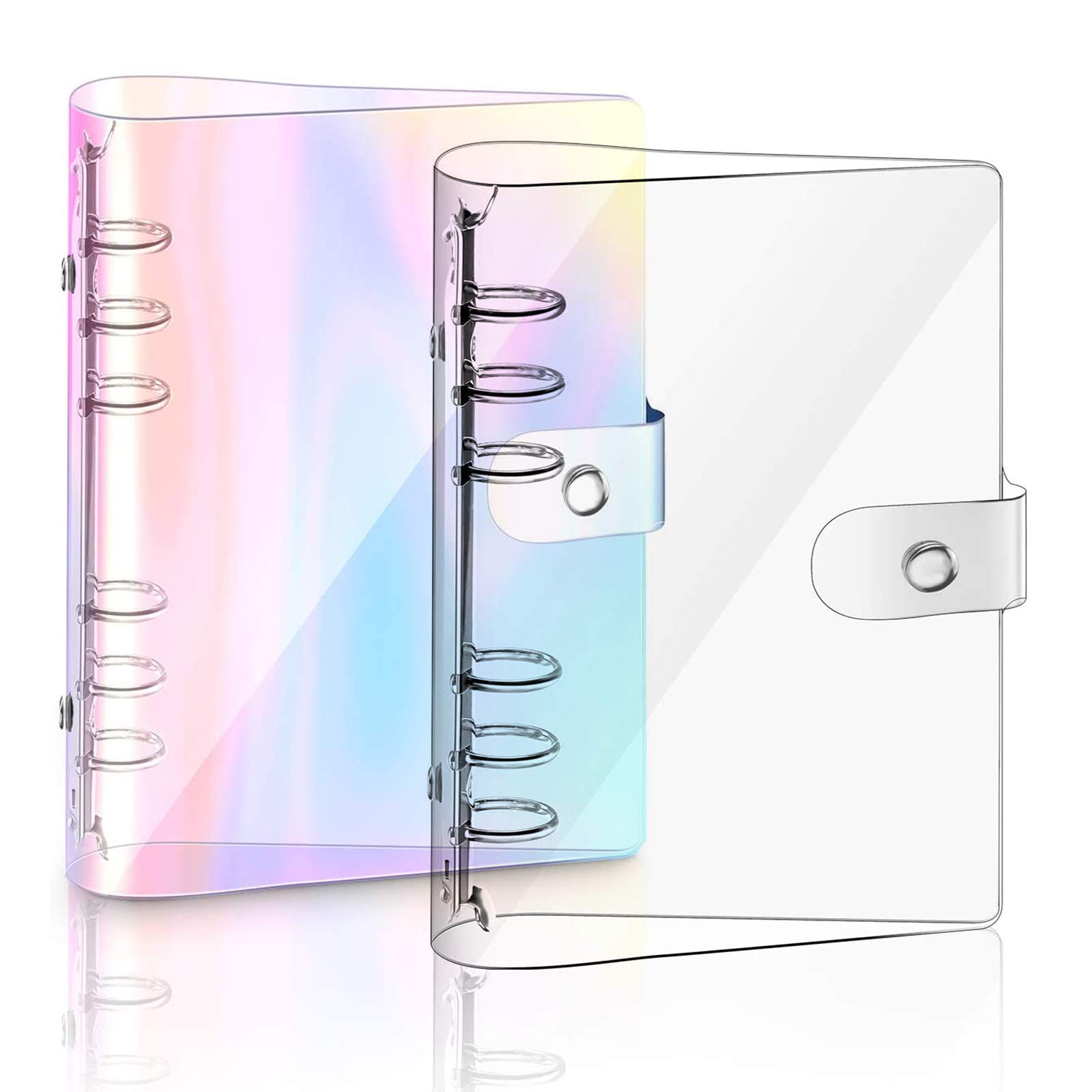 2 PCS A6 Rainbow Soft PVC Notebook Cover, Refillable Paper PVC Binder