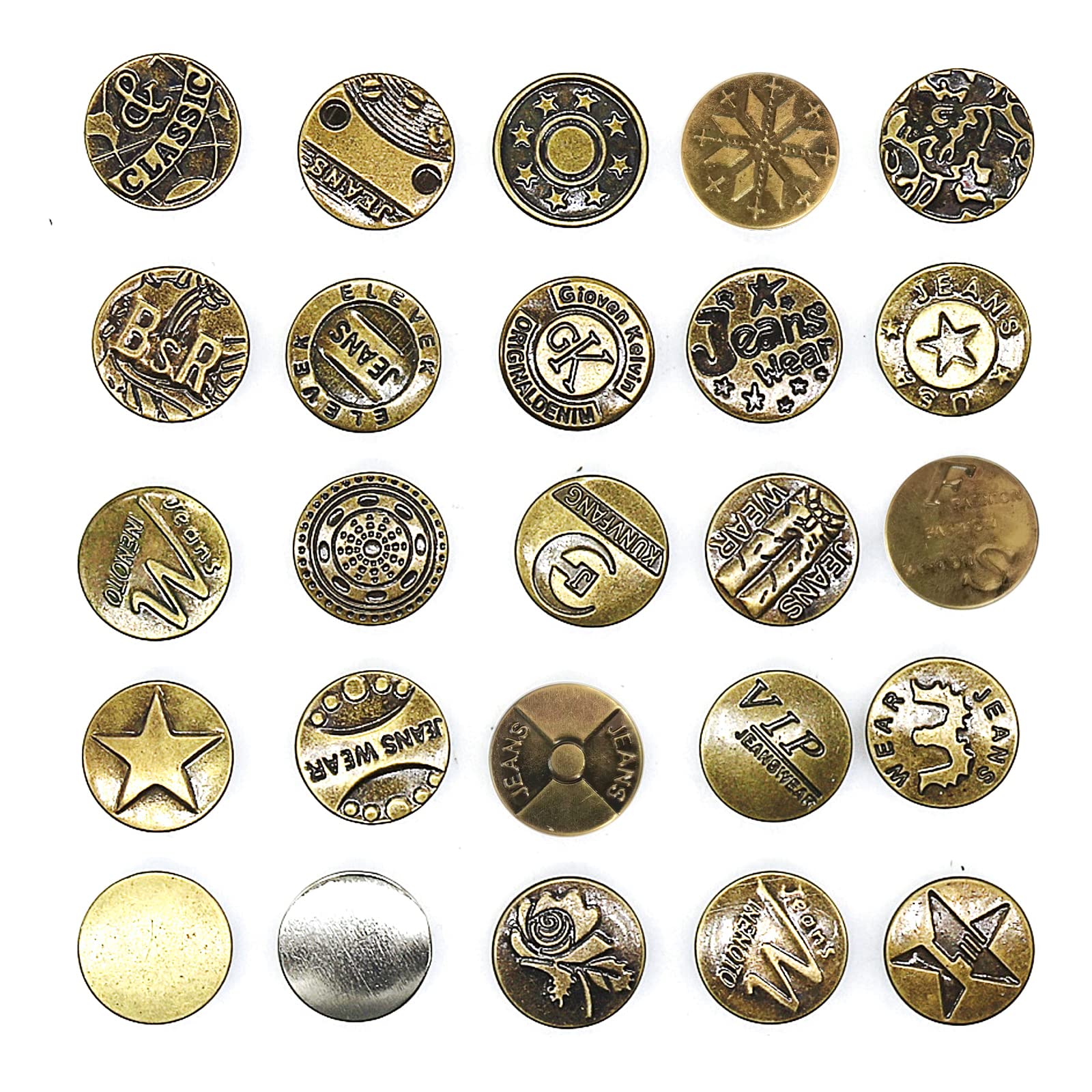 20mm Replacement Jean Tack Buttons GHQ No Sew Metal Buttons