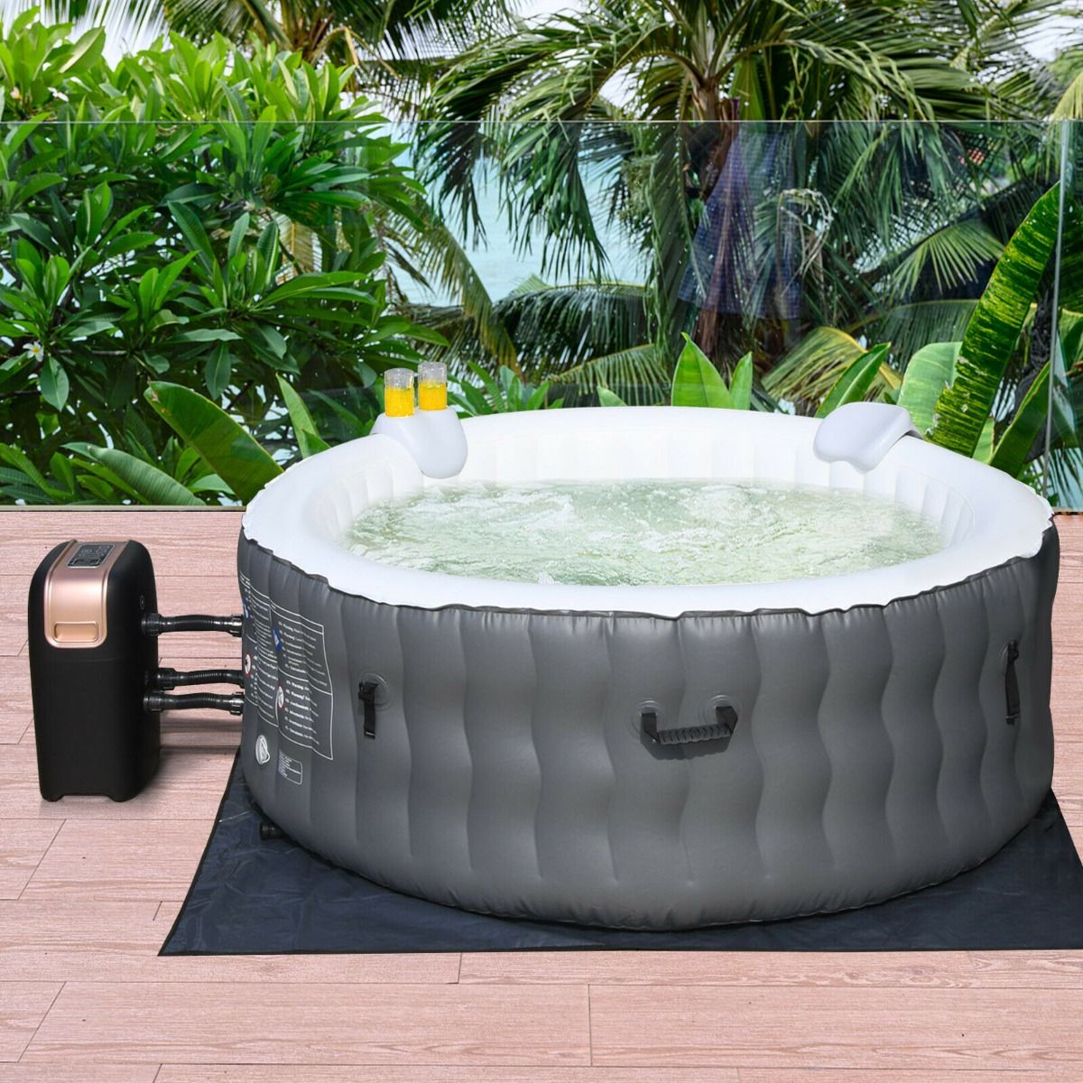 Inflatable Hot Tub with 108 Massage Bubble Jets and Headrest RRP £799.95