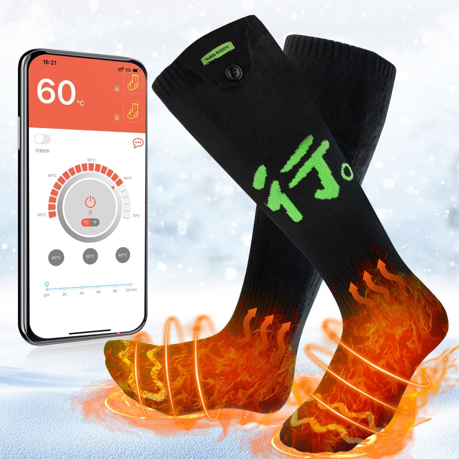 Rechargeable Heated Socks With App Control - 5000mAh Batteries, Up To 8 Hours Heat For Men & Women