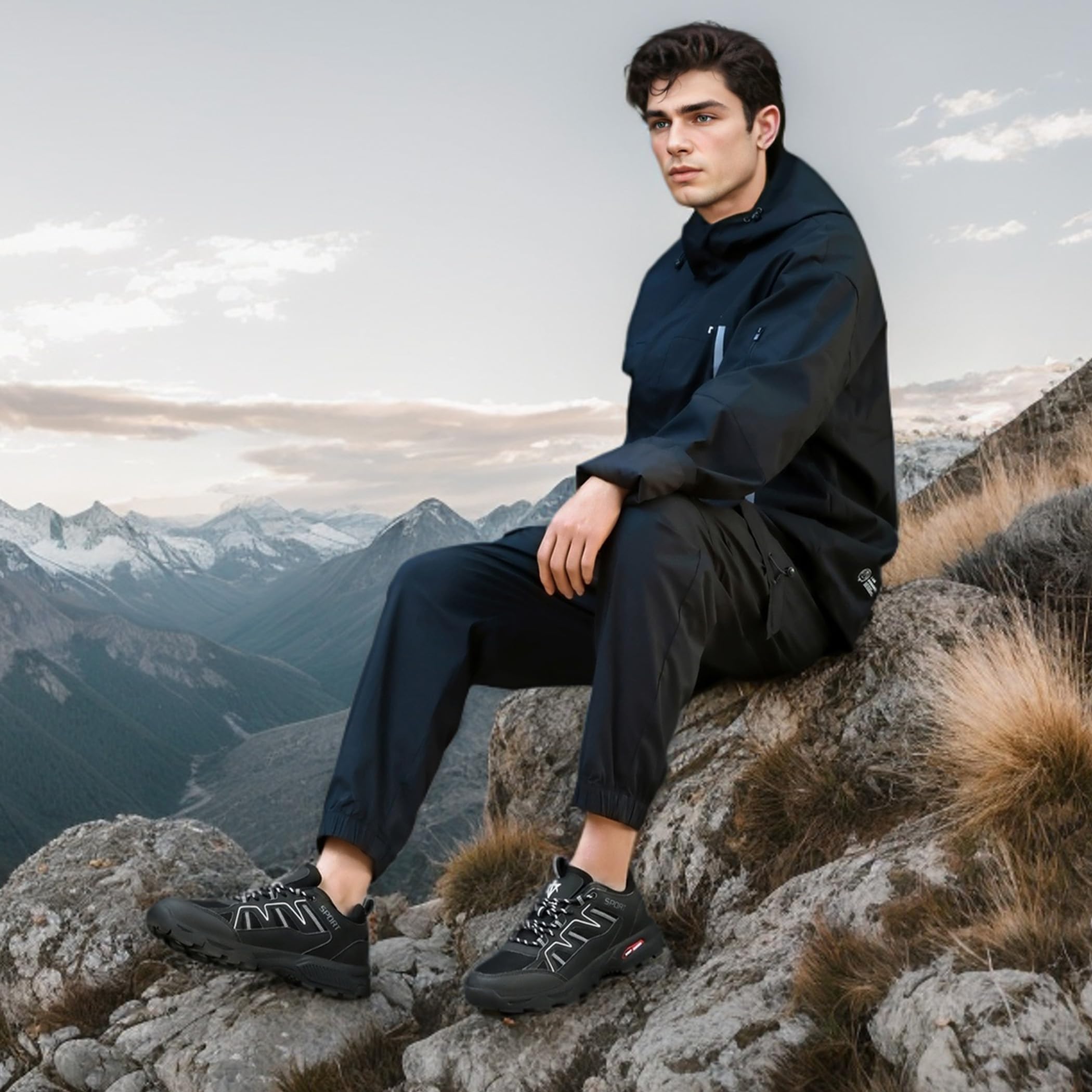 Herren-Wanderschuhe, atmungsaktiv, leicht, rutschfest – Schwarz, EU 47 – VENROXX