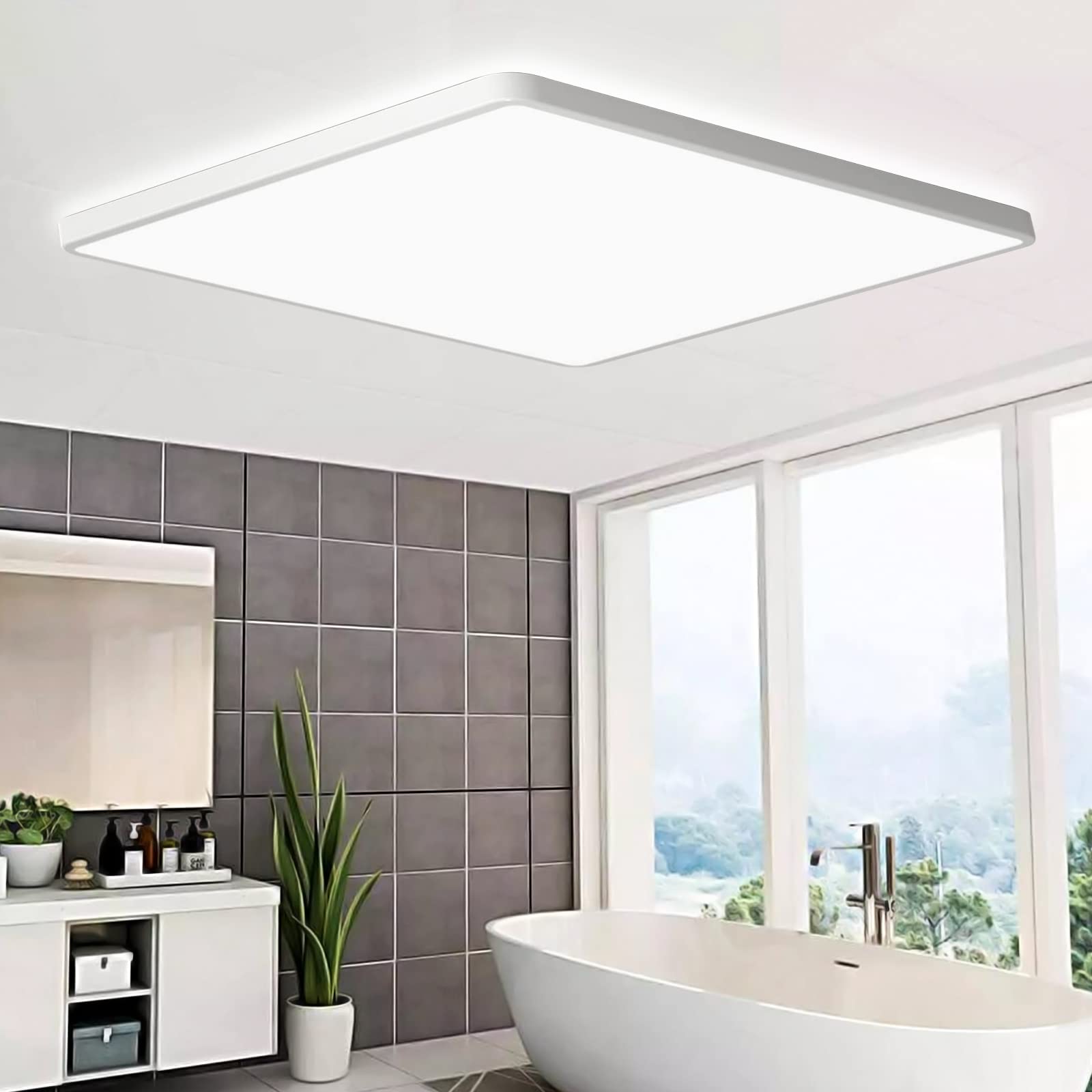 MLOQI Bathroom Lights Ceiling Square LED Ceiling Light Super Thin, 36W ...