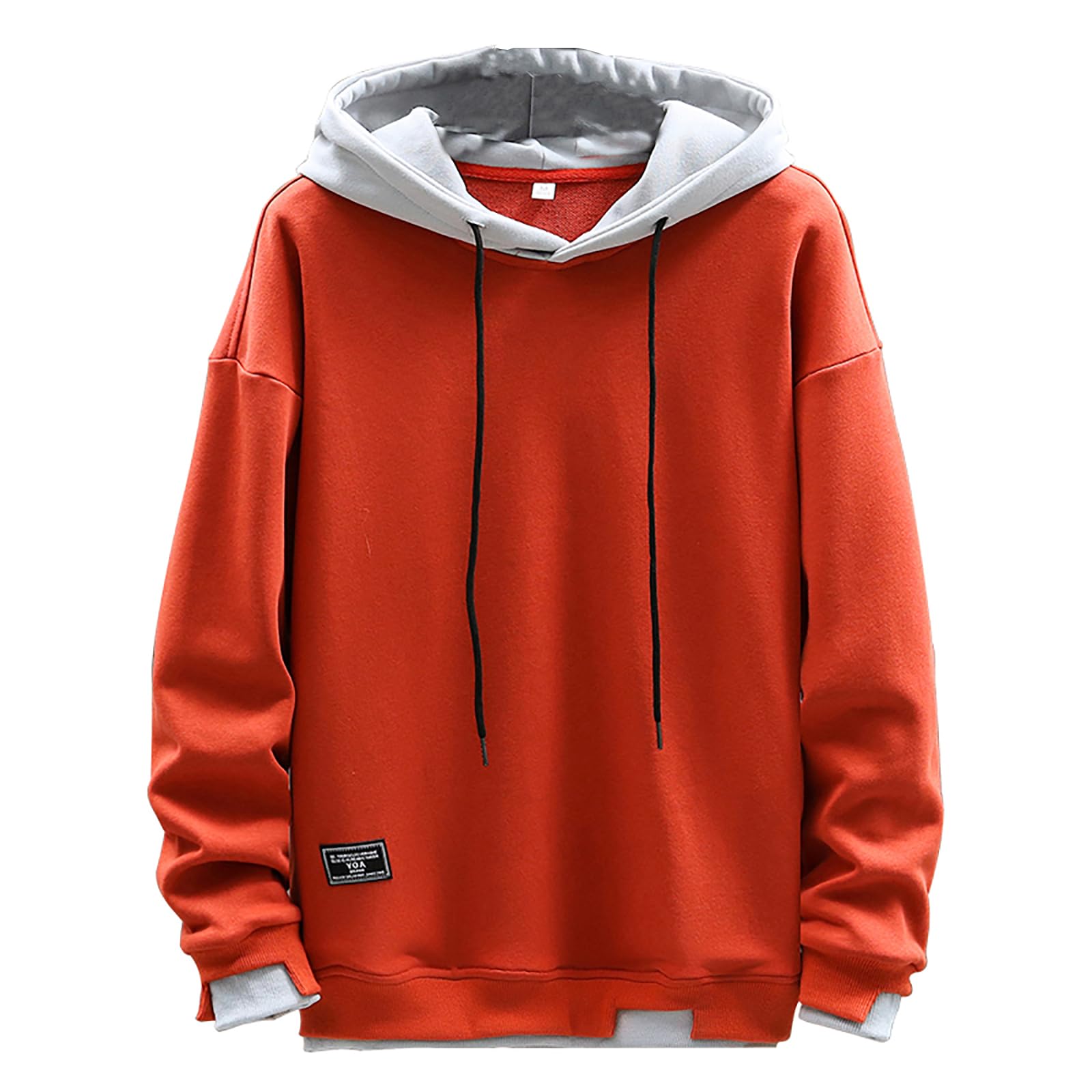 Men's Hooded Patchwork Pullover Sweatshirt Casual...