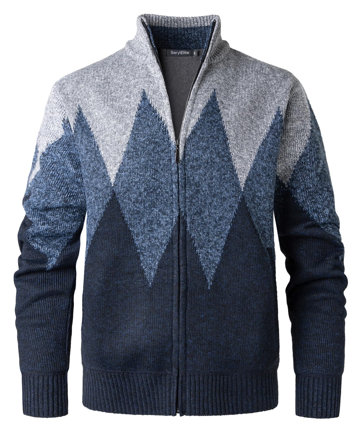 Men's Padded Zip Cardigan Knitted Warm Sweater – Casual